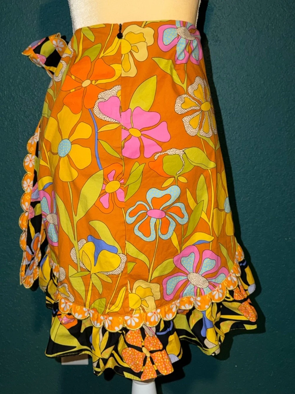 Floral Tie-Waist Mini Skirt - Orange Multi
